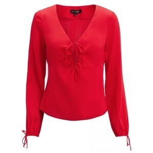 INTERMIX Red Silk Top in Size  2